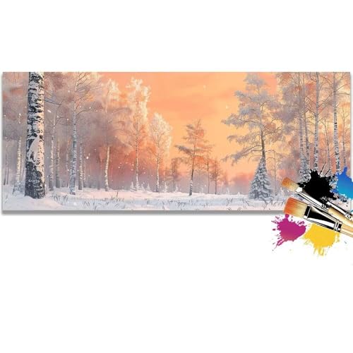 Malen Nach Zahlen Sunset, Trees Malen Nach Zahlen Erwachsene DIY Paint by Numbers Kinder Gemälde inklusive Pinsel und Acrylfarben Handgemalt Ölgemälde Leinwand Bastelset (Frameless)(100x200cm) von Mailielie