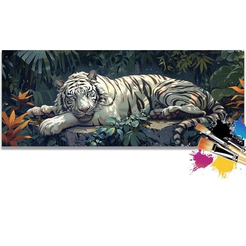 Malen Nach Zahlen Tigers, Animals Malen Nach Zahlen Erwachsene DIY Paint by Numbers Kinder Gemälde inklusive Pinsel und Acrylfarben Handgemalt Ölgemälde Leinwand Bastelset (Frameless)(100x200cm) von Mailielie