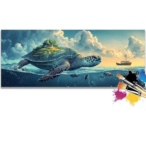 Malen Nach Zahlen Turtle, Abstract Malen Nach Zahlen Erwachsene DIY Paint by Numbers Kinder Gemälde inklusive Pinsel und Acrylfarben Handgemalt Ölgemälde Leinwand Bastelset (Frameless)(100x200cm) von Mailielie