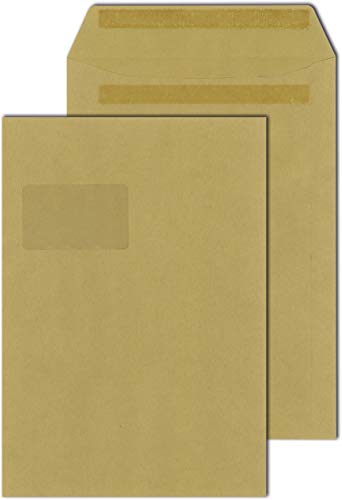 MAILmedia Versandtaschen DIN C4 selbstklebend Natron braun 90 g/m² mit Fenster von MAILmedia