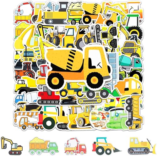 Mainiusi Bagger Aufkleber Sticker Kinder 100 Stück, Sticker Traktor Aufkleber Bagger Trecker Aufkleber Kinder, Aufkleber Traktor Kinder Sticker Baustelle Groß, Sticker Bagger Baufahrzeuge Fahrzeuge von Mainiusi