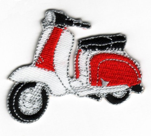 Aufnäher / Bügelbild, bestickt, Lambretta Scooter (Rot und Weiß) von Mainly Metal