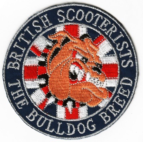 Aufnäher Bügelbild bestickt Patch British Bulldog SCOOTERIST Union Jack Flagge Badge von Mainly Metal