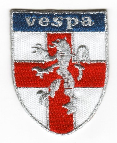 Aufzunähendes Bügelbild; Stickemblem - für Vespa Scooter; England St. George Schild-Wappen von Mainly Metal