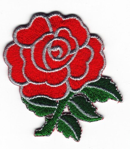 Sew-on Iron-on Embroidered Patch English Red Rose Badge by Mainly Metal von Mainly Metal