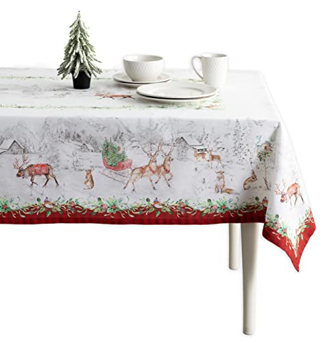 Maison d' Hermine Christmas Tradition 100% Baumwolle Tischdecke für Küche | Abendessen | Tischplatte | Dekoration Parteien | Hochzeiten | Thanksgiving/Weihnachten (140cm x 180cm) von Maison d' Hermine