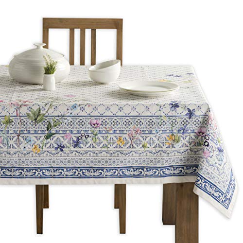 Maison d' Hermine Tischdecke 140cm x 180cm 100% Baumwolle, dekorative, waschbare, quadratische Tischplatte, Ostertischdecken für Küche, Hochzeit, Restaurant, Faience – Frühling/Sommer von Maison d' Hermine