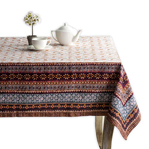 Maison d' Hermine Fair Isle 100% Baumwolle Tischdecke für Küche | Abendessen | Tischplatte | Dekoration Parteien | Hochzeiten | Thanksgiving/Weihnachten (Rechteck, 140cm x 180cm) von Maison d' Hermine