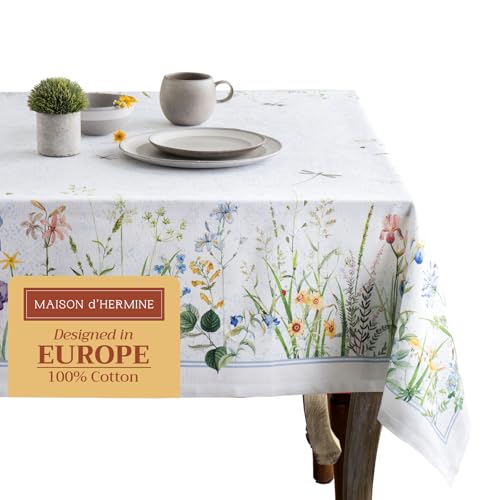 Maison d 'Hermine Fleurs De Mai, Tischdecke, 100 % Baumwolle, für Küche, Esszimmer, Tischdekoration, Partys, Hochzeiten, Frühling und Sommer Rectangle (60"X108") von Maison d' Hermine