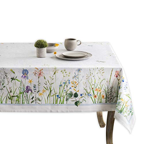 Maison d' Hermine Tischdecken, 100% Baumwolle, 140cm x 180cm dekorative, waschbare, quadratische Tischdecke, Oster-Tischdecke für Essen, Küche, Partys und Camping, Fleurs De Mai – Frühling/Sommer von Maison d' Hermine