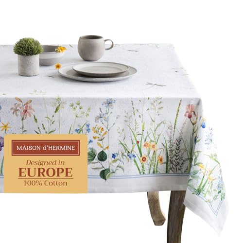 Maison d' Hermine Fleurs De Mai 100% Cotton Tablecloth for Kitchen Dining | Tabletop | Decoration | Parties | Weddings | Spring/Summer (Rectangle, 54 Inch by 72 Inch) von Maison d' Hermine