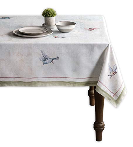 Maison d' Hermine Tischdecken, 100% Baumwolle, 140cm x 180cm dekorative, waschbare, quadratische Tischdecke, Oster-Tischdecke für Essen, Küche, Partys und Camping, Flying Birds – Frühling/Sommer von Maison d' Hermine