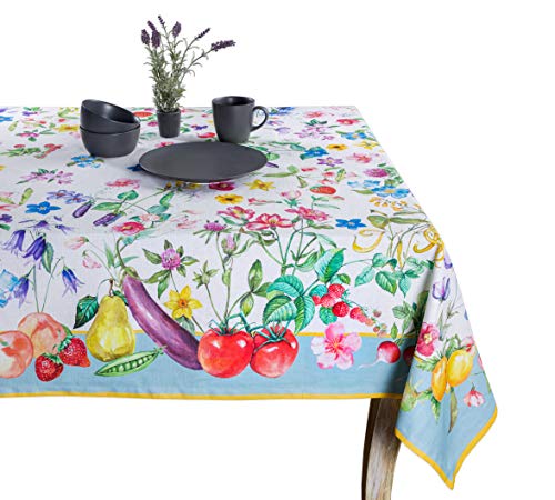 Maison d' Hermine Tischdecken, 100% Baumwolle, 140cm x 180cm dekorative, waschbare, quadratische Tischdecke, Oster-Tischdecke für Essen, Küche, Partys und Camping, Giverny – Frühling/Sommer von Maison d' Hermine