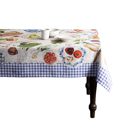 Maison d' Hermine Tischdecke, 100% Baumwolle, dekorative, waschbare, quadratische Ostertischdecke für Küche, Essen, Buffetpartys und Camping, Gourmand – Frühling/Sommer (160cm x 220cm) von Maison d' Hermine