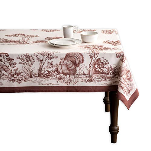 Maison d' Hermine Holy Jouy(Brown) 100% Baumwolle Tischdecke für Küche | Abendessen | Tischplatte | Dekoration Parteien | Hochzeiten | Thanksgiving/Weihnachten (Rechteck, 140cm x 180cm) von Maison d' Hermine