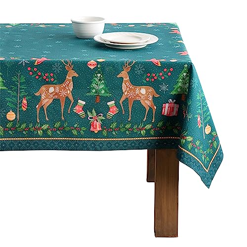 Maison d' Hermine Hygge Christmas 100% Baumwolle Tischdecke für Küche | Abendessen | Tischplatte | Dekoration Parteien | Hochzeiten | Erntedankfest/Weihnachten (140cm x 180cm) von Maison d' Hermine