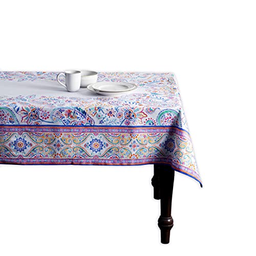 Maison d' Hermine Tischdecke, 100% Baumwolle, 140cm x 180cm dekorative quadratische Ostertischdecken, waschbare Tischdecke für Hochzeit, Restaurant, Buffetparty, Indian Floral – Frühling/Sommer von Maison d' Hermine