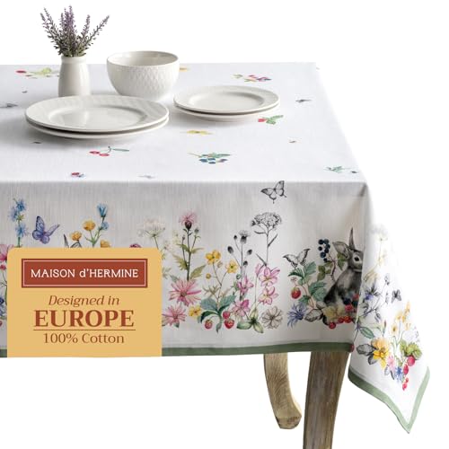 Maison d' Hermine Printemps Tischdecke für Küche, Esszimmer, 100 % Baumwolle, für Partys, Hochzeiten, Frühjahr/Sommer (rechteckig, 137 x 183 cm) von Maison d' Hermine