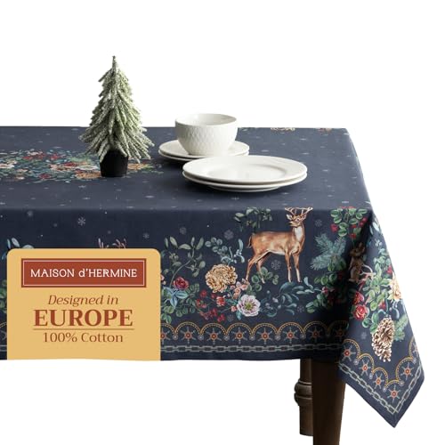 Maison d' Hermine Table Cloths 100% Cotton 60 Inch x 108 Inch Decorative Washable Rectangle Tablecloth Table Cloth, Dining & Camping, Christmas Joy - Thanksgiving/Christmas von Maison d' Hermine