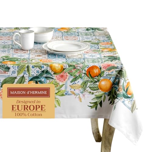 Maison d' Hermine Table Cover 54"x72" 100% Cotton Decorative Washable Rectangle Tabletop Tablecloths for Gifts, Kitchen, Party, Wedding, Restaurant & Camping, Agrume - Spring/Summer von Maison d' Hermine