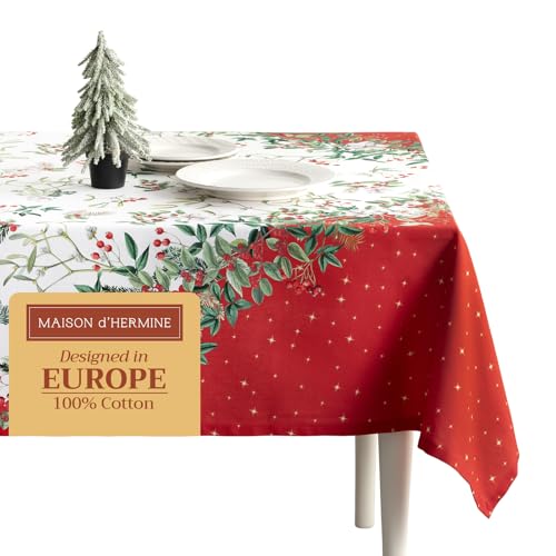 Maison d' Hermine Tablecloth 100% Cotton 60"x60" Washable Square Table Cover Decorative Tablecloths, Dining, Buffet Parties & Camping, Noel - Thanksgiving/Christmas von Maison d' Hermine