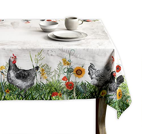 Maison d' Hermine Tischdecke, 100% Baumwolle, 140cm x 180cm dekorative quadratische Ostertischdecken, waschbare Tischdecke für Hochzeit, Restaurant, Buffetparty, Basse Cour – Frühling/Sommer von Maison d' Hermine