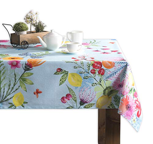 Maison d' Hermine Tischdecke, 100% Baumwolle, 160cm x 220cm dekorative Tischdecke, waschbar, quadratisch, Ostertischdecken für Essen, Buffetparty und Hochzeiten, Jardin D'Ete - Mint – Frühling/Sommer von Maison d' Hermine