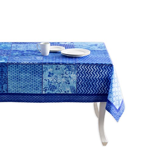 Maison d' Hermine Tischdecke, 100% Baumwolle, 160cm x 220cm dekorative Tischdecke, waschbar, quadratisch, Ostertischdecken für Essen, Buffetpartys und Hochzeiten, Indigo Love – Frühling/Sommer von Maison d' Hermine