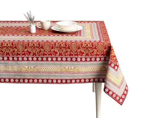 Maison d' Hermine Tischdecke, 100% Baumwolle, 160cm x 220cm dekorative Tischdecke, waschbar, quadratisch, Ostertischdecken für Essen, Hochzeit, Bankett, Buffet, Sofia – Frühling/Sommer von Maison d' Hermine