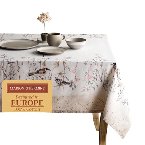 Maison d'Hermine Tischdecke mit Blumenmuster, 100 % Baumwolle, für Küche, Esszimmer, Tischdekoration, Partys, Hochzeiten, Frühling und Sommer Rectangle (60"X90") von Maison d' Hermine