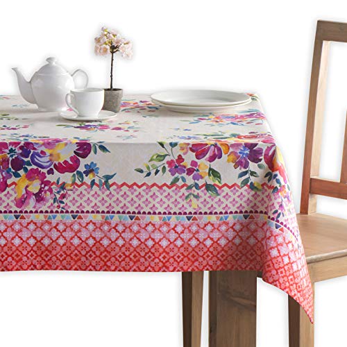 Maison d'Hermine Tischdecken, 100% Baumwolle, 160cm x 220cm dekorative, waschbare, quadratische Tischdecke, Oster-Tischdecke für Essen, Küche, Partys und Camping, Rose Garden – Frühling/Sommer von Maison d' Hermine