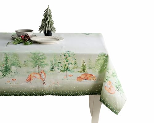 Maison d' Hermine Winter Mornings 100% Baumwolle Tischdecke für Küche | Abendessen | Tischplatte | Dekoration Parteien | Hochzeiten | Erntedankfest/Weihnachten (140cm x 180cm) von Maison d' Hermine