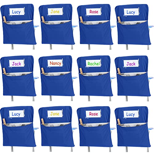Maitys 12 große Rückenlehnentaschen, 43,2 cm, für Studenten, Stuhl, Rückenlehne, Klassenzimmer, Organizer mit Namensschild, für Kinder, Schülerbuch, Schultisch organisiert (blau) von Maitys