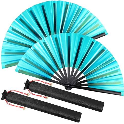 Maitys 2 Packungen große faltbare Handfächer Festival Tai Ji Fan Chinesischer faltbarer Rave Fan Handheld Renaissance Fan Kampfkunst Fans für Männer und Frauen Tanzen Dekorationen Festival Geschenk von Maitys