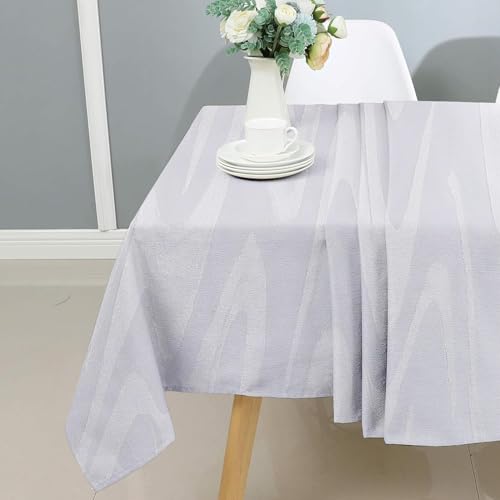 Majestic Giftware Jacquard-Tischdecke für rechteckige Tische (THAWH-5490) | Hawaii – weißes elegantes Design, Esstischabdeckung, dekorative, weiche und waschbare Tischdecke für Zuhause, Küche und von Majestic Giftware