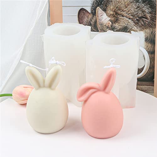 2 Stücke Ostern Kaninchen Silikonform 3D Osterhase Kerzenformen Seifenform DIY Silikon Backform Ohren Hase Mousse Kuchenform für Kuchen, Schokolade, Seife, Wachskerzen, Ostergeschenke von Majome