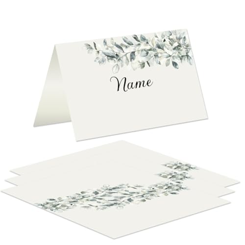 20x Tischkarte Namenskarte 8,5x5,5cm vorgefalzt zum Beschriften für Hochzeit Kommunion Taufe Familienfeier Tischdekoration Tischkärtchen (Floral elegant) von Major and More