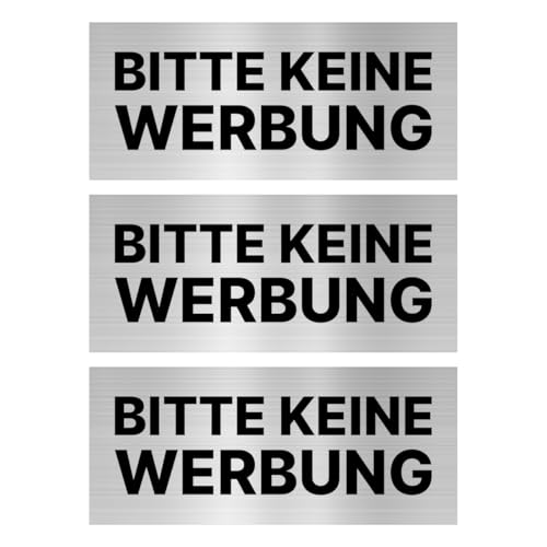 3x Sticker Aufkleber Keine Werbung einwerfen Briefkasten 7x3 cm Silber von Major and More