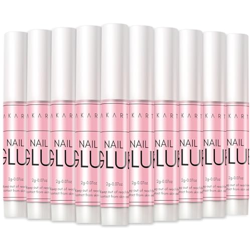 Makartt Nagelkleber Set für Kunstnägel - 10 Stück Nail Glue für Kunstnägel Extra Stark und Schnelltrocknend Professionelle Tip Kleber für Gelnägel, Glitzer, Strasssteine, Diamante, Nagel Kleber von Makartt