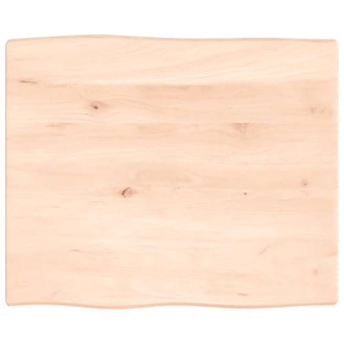 Baumkante Tischplatte Rechteckig Schreibtischplatte Holzplatte Ersatzplatte Holztischplatte Holz Platte für Heimwerker, Arbeitsplatten, 60x50x2 cm Massivholz Eiche Unbehandelt von Makastle