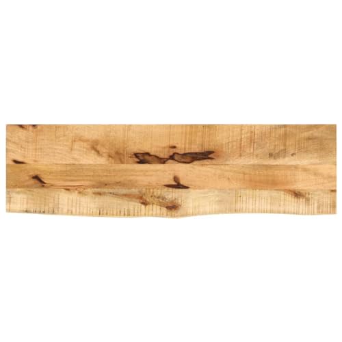 Tischplatte Baumkante Schreibtischplatte Holzplatte Ersatzplatte Holztischplatte Holz Platte für Heimwerker, Arbeitsplatten, 100x40x2,5 cm Massivholz Raues Mangoholz von Makastle