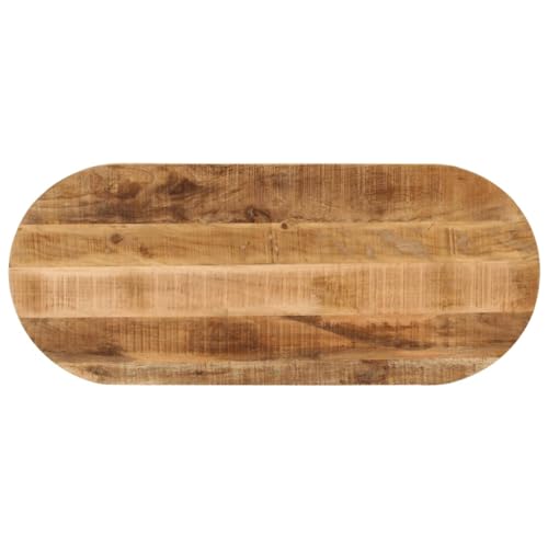 Tischplatte Oval Schreibtischplatte Holzplatte Ersatzplatte Holztischplatte Holz Platte für Heimwerker, Arbeitsplatten, 100x50x3,8 cm Raues Massives Mangoholz von Makastle