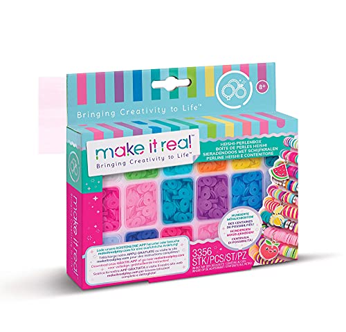 Make It Real 1704 Heishi Beads with Storage Case Arts and Crafts Set,Silver von Make It Real