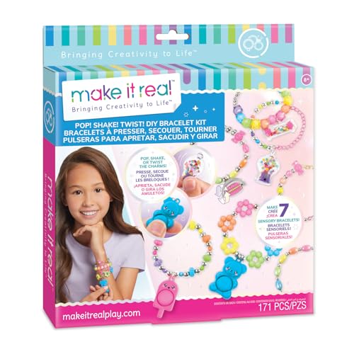 Make It Real 2901328 Pop! Shake! Twist! Armbänder-Set, DIY Schmuckset mit Fidget-Anhänger, Armband selber basteln, Bastelset, Kreativ-Kit für Kinder von Make It Real