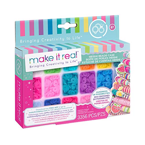 Make It Real – Heishi Freundschaftshalskette und Armband Perlen mit Aufbewahrungsbox – Schmuckset für Mädchen – Kunst- & Bastelarbeiten für Kinder von Make It Real