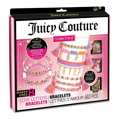 Make It Real Juicy Couture Liebesbriefe Armband-Bastelset - Schmuck-Bastelset für Kinder - DIY Bettelarmband-Bastelset für Mädchen - Freundschaftsarmbänder mit flachen Tonperlen von Make It Real