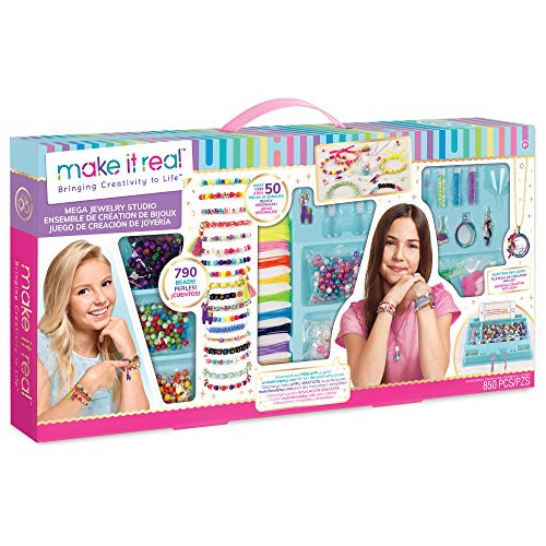 Make It Real Mega Schmuckstudio Halsketten- und Armband-Bastelset mit Etui - Kunst- & Bastelarbeiten für Kinder - Geschenke für Mädchen von Make It Real