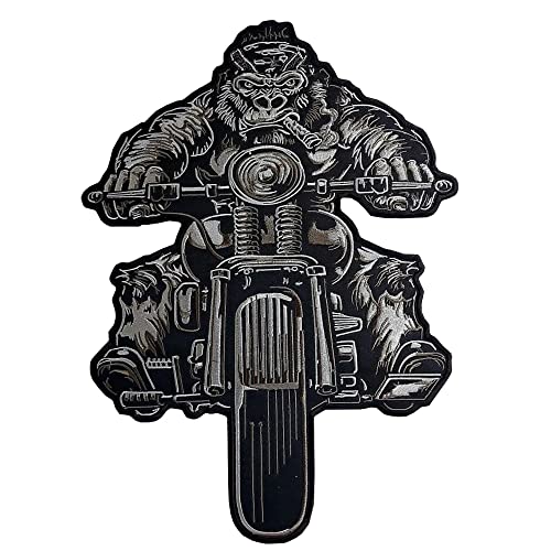 Biker Gorilla Großer Rückenaufnäher für Custom Biker Weste Aufbügler Aufnähen von MakeMyPatch