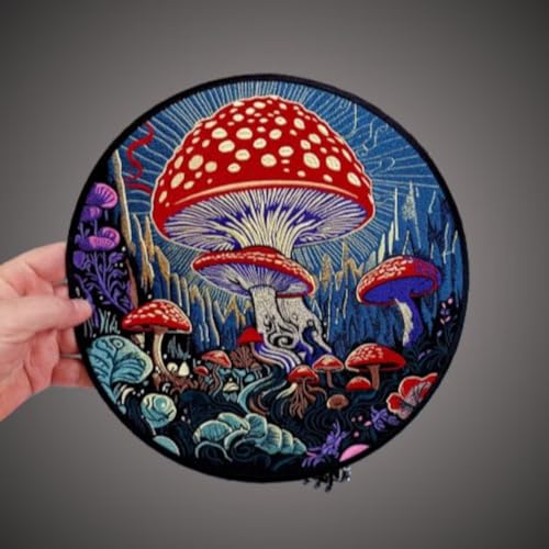 MAKEMYPATCH Psychedelic Magic Mushrooms Rückenaufnäher für Jacken (groß) von MakeMyPatch