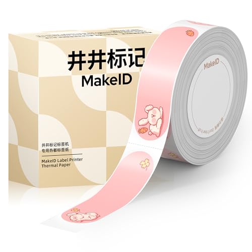 MakeID S1 Pro Etikettenpapierklebeband, authentische selbstklebende Etiketten | 15mm*50mm| 140 Stück (Freches Kaninchen-Etikett) von Makeid